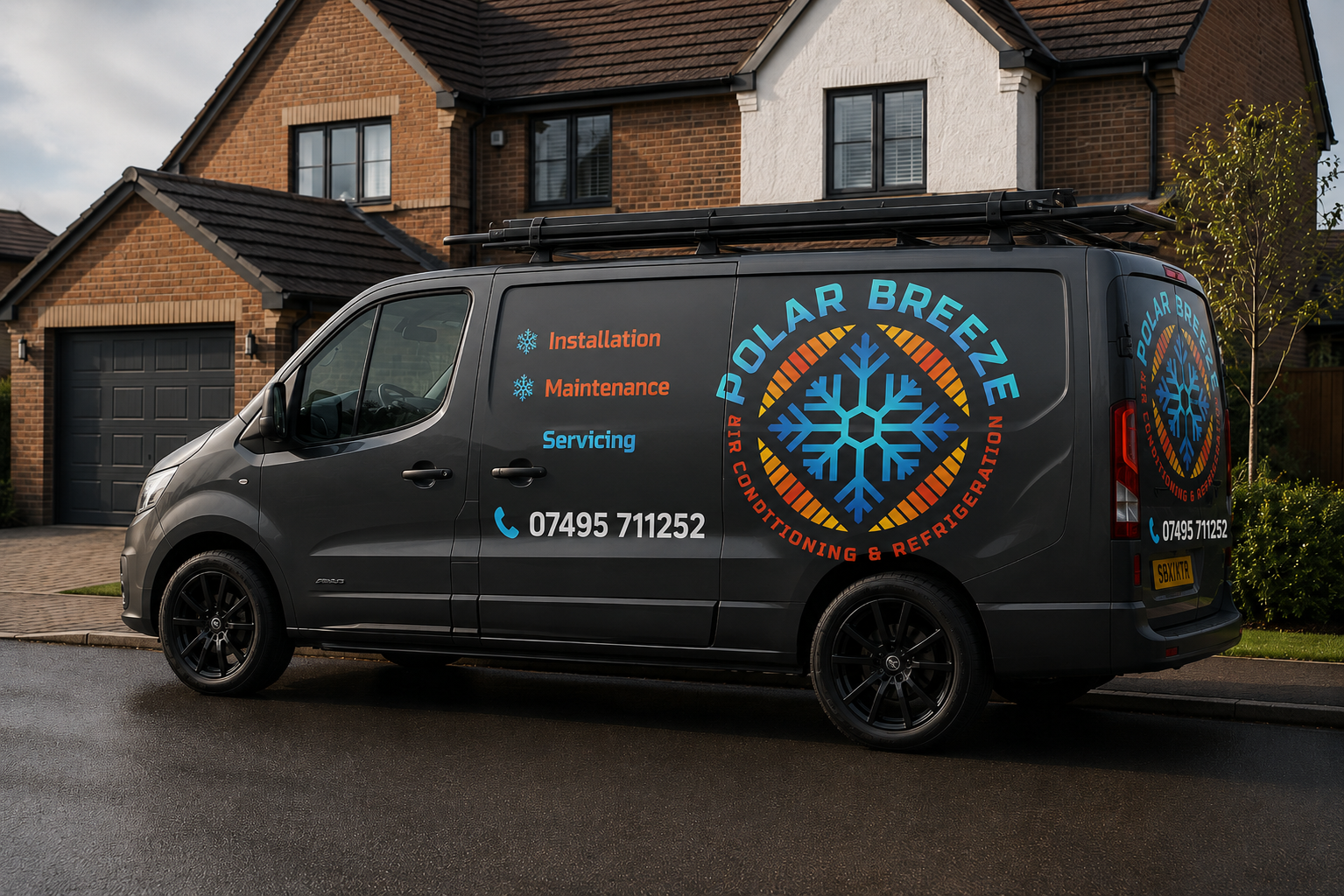 Polar Breeze service van parked at a residential property